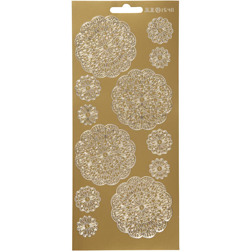Adesivi aziendali Creativ, fiori, foglio 10x23 cm, oro, 1 foglio