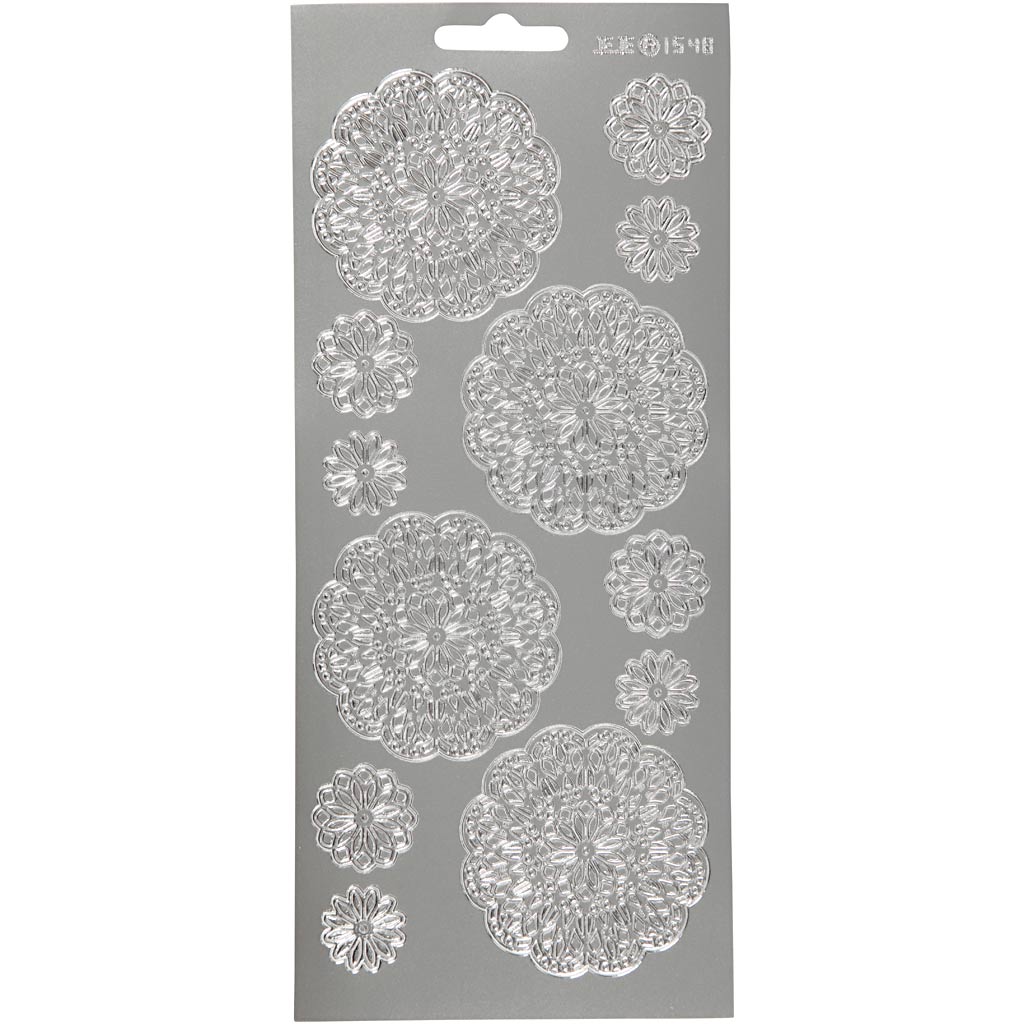 Adesivi aziendali Creativ, fiori, foglio 10x23 cm, argento, 1 foglio