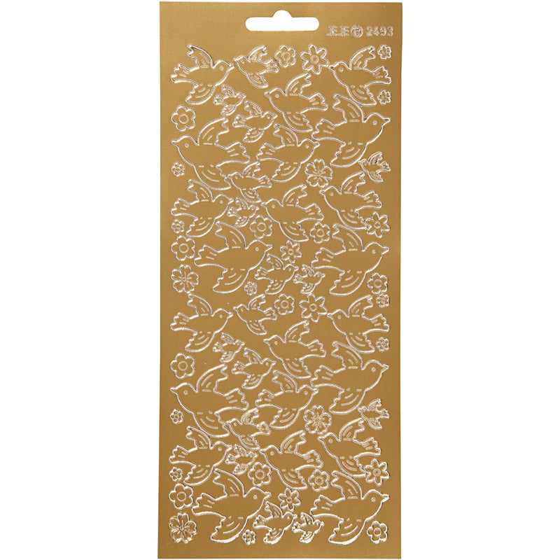 Pegatinas Creativ Company, palomas, hoja 10x23 cm, dorado, 1 hoja