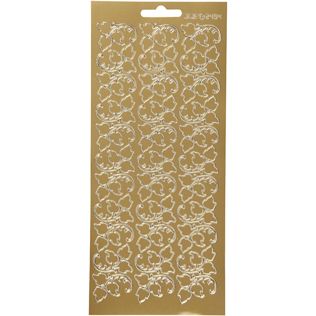 Adesivi aziendali Creativ, foglie, foglio 10x23 cm, oro, 1 foglio