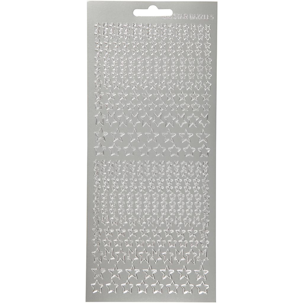 Adesivi aziendali Creativ, stelle, foglio 10x23 cm, argento, 1 foglio