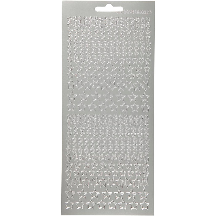 Pegatinas de empresa Creativ, estrellas, hoja 10x23 cm, plata, 1 hoja
