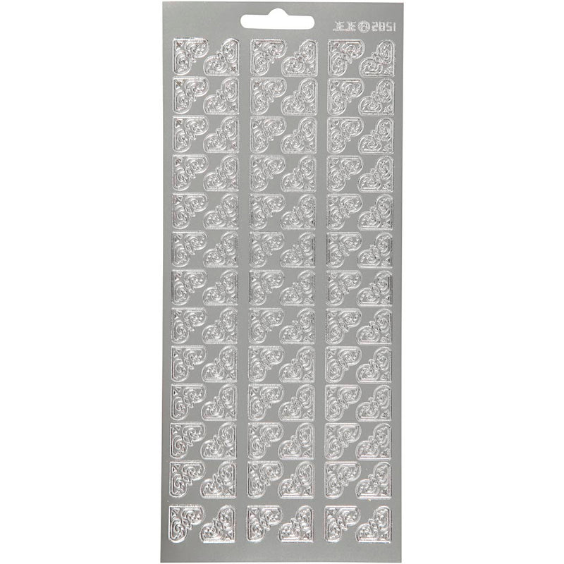 Pegatinas de empresa Creativ, esquinas, hoja 10x23 cm, plata, 1 hoja