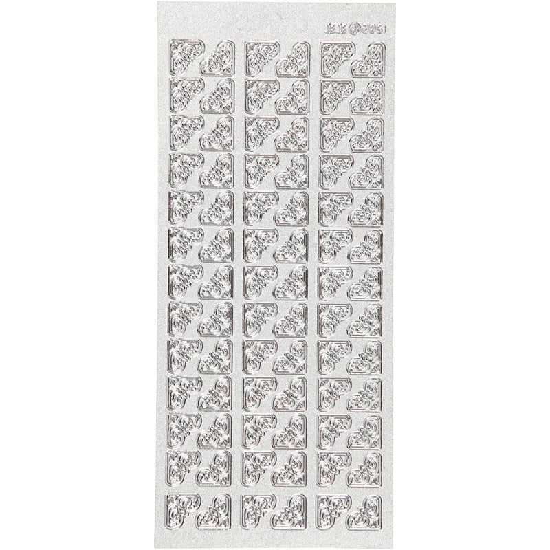 Pegatinas de empresa Creativ, esquinas, hoja 10x23 cm, plata, 1 hoja