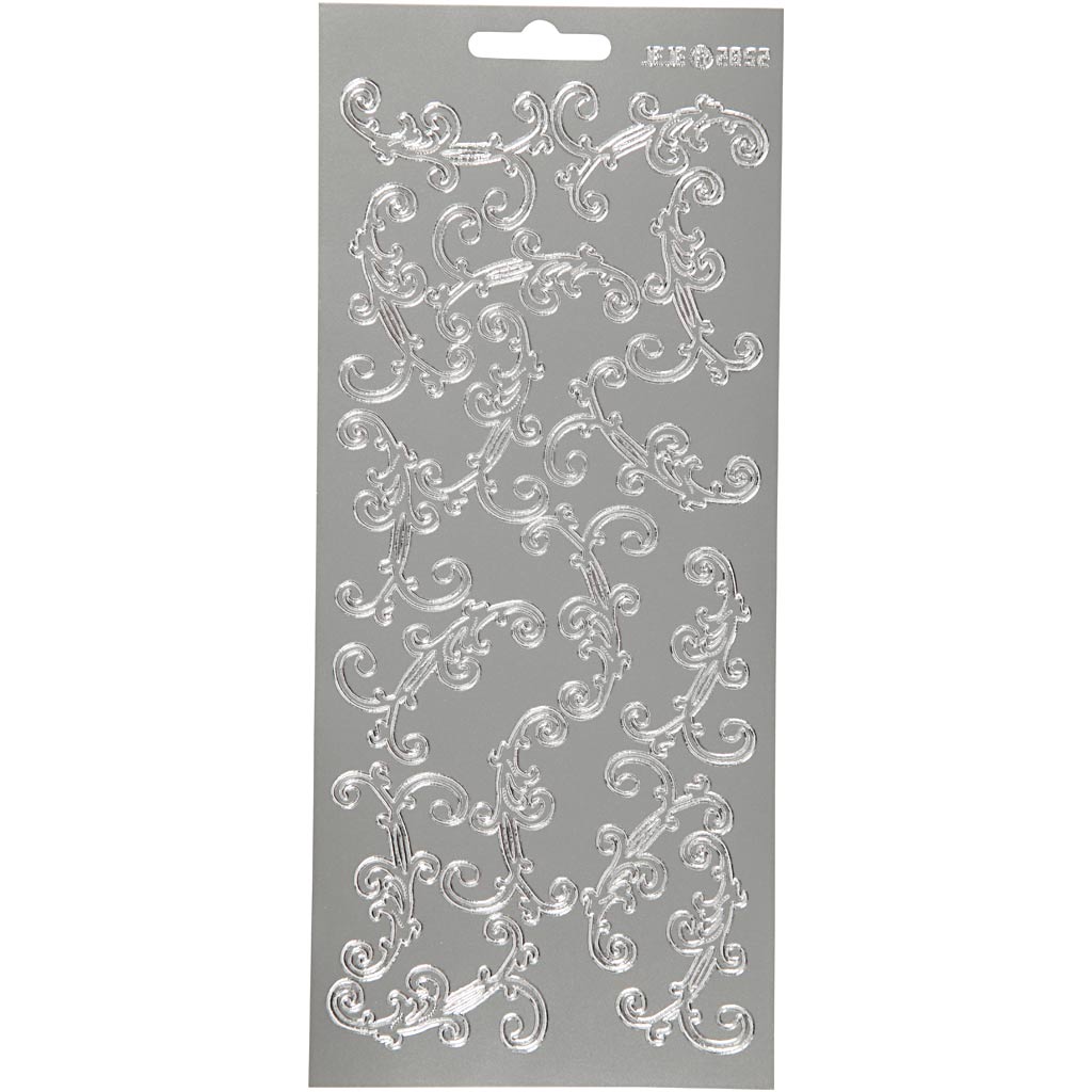 Pegatinas Creativ Company, remolinos, hoja 10x23 cm, plata, 1 hoja
