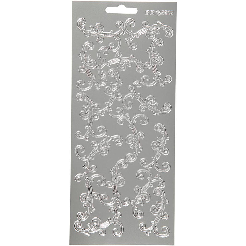 Pegatinas Creativ Company, remolinos, hoja 10x23 cm, plata, 1 hoja