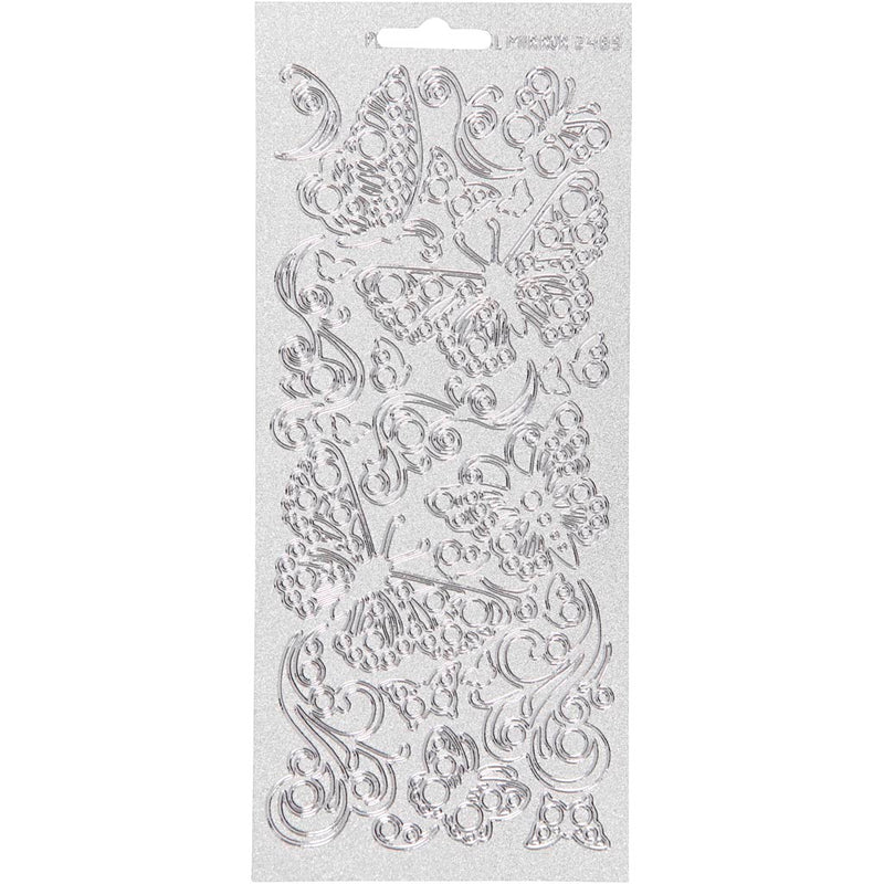 Pegatinas Creativ Company, mariposas, hoja 10x23 cm, plata, 1 hoja