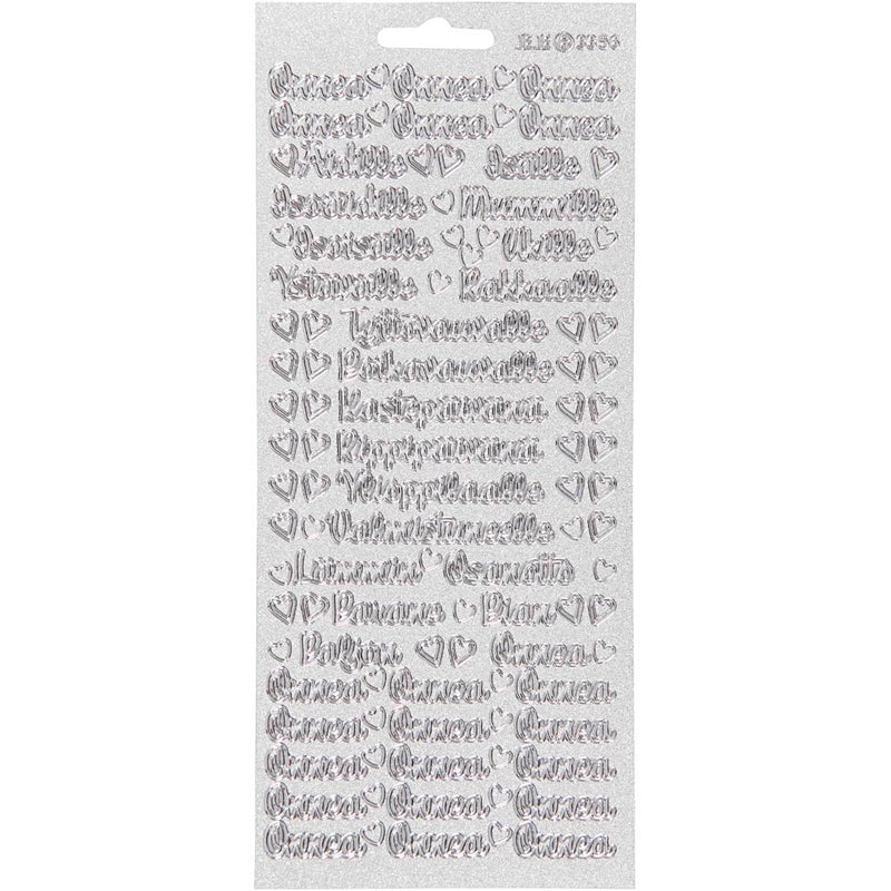 Pegatinas de empresa Creativ, onnea Aidille, hoja 10x23 cm, plata, 1 hoja