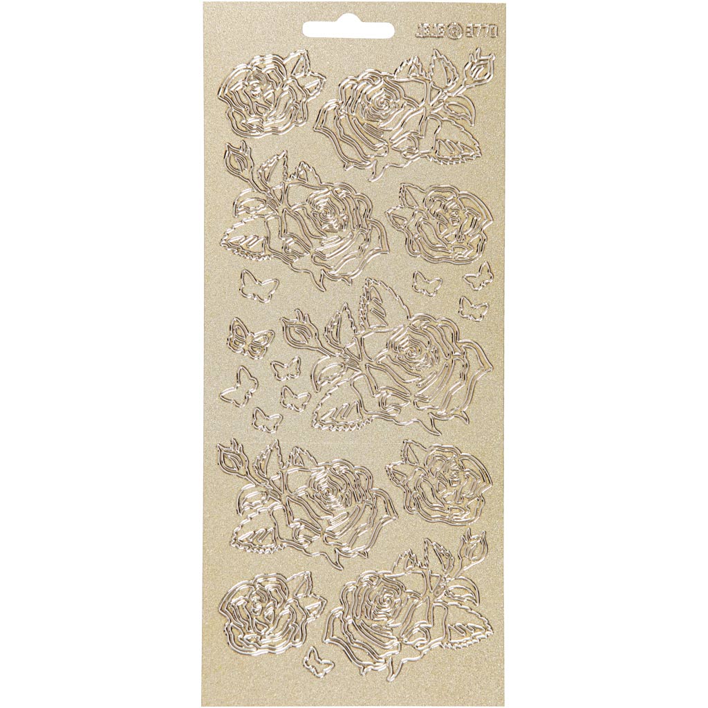 Adesivi aziendali Creativ, rose, foglio 10x23 cm, oro, 1 foglio