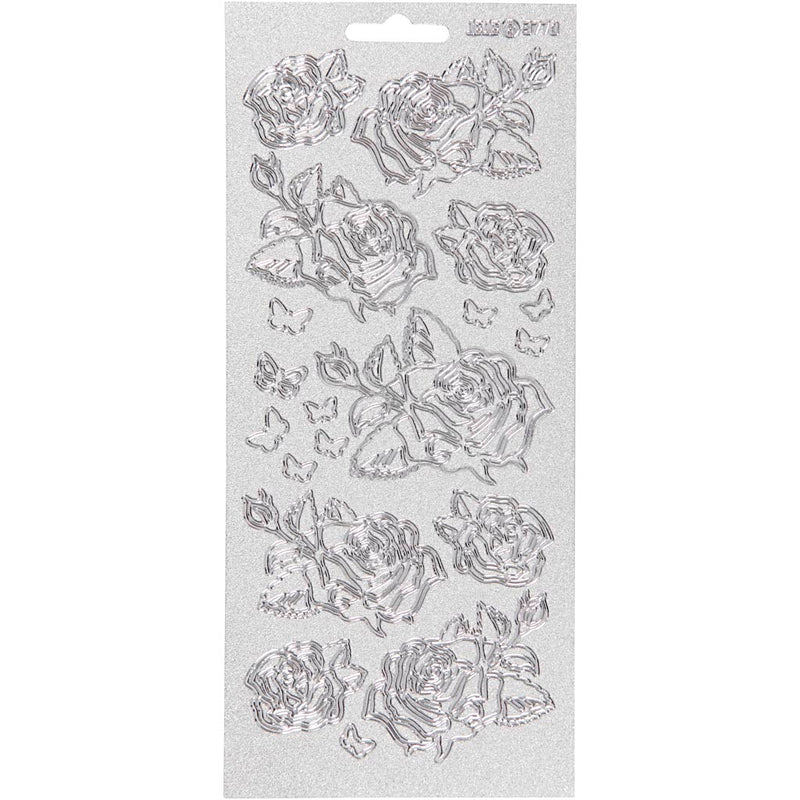 Pegatinas de empresa Creativ, rosas, hoja 10x23 cm, plata, 1 hoja