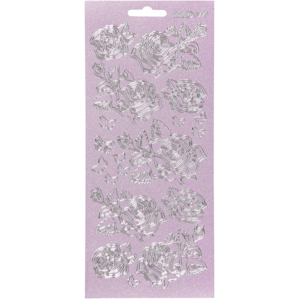 Pegatinas de empresa Creativ, rosas, hoja 10x23 cm, plata, 1 hoja