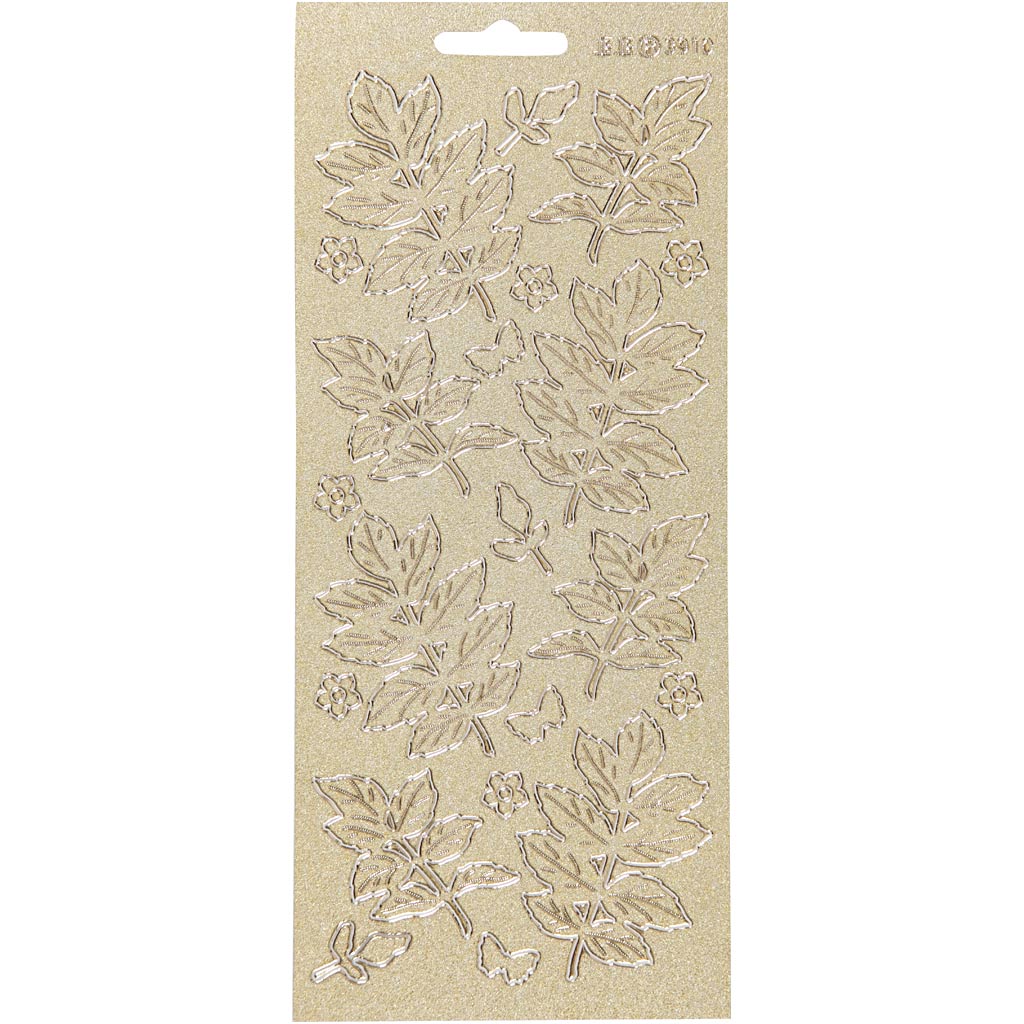 Adesivi aziendali Creativ, foglie, foglio 10x23 cm, oro, 1 foglio