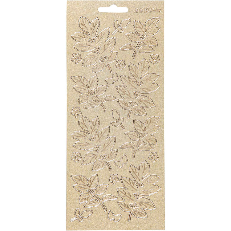 Stickers, bladeren, vel 10x23 cm, goud, 1 vel