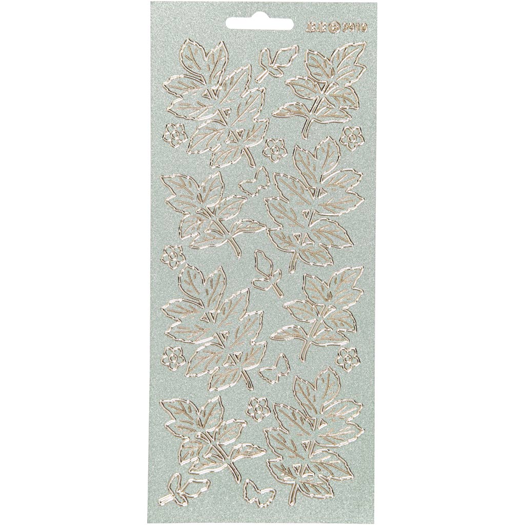 Adesivi aziendali Creativ, foglie, foglio 10x23 cm, oro, 1 foglio