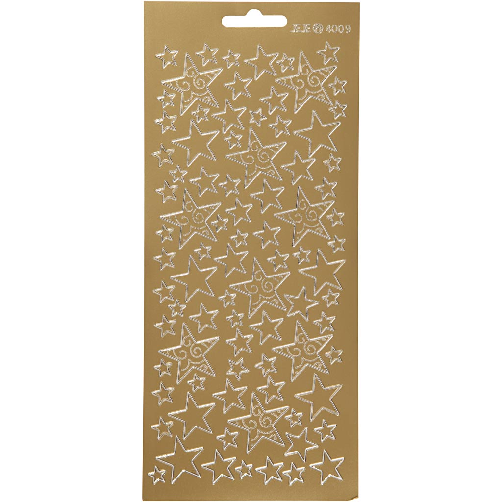 Pegatinas de empresa Creativ, estrellas, hoja 10x23 cm, dorado, 1 hoja