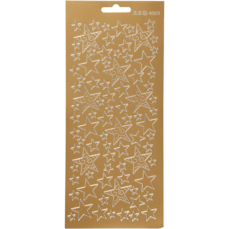 Pegatinas de empresa Creativ, estrellas, hoja 10x23 cm, dorado, 1 hoja