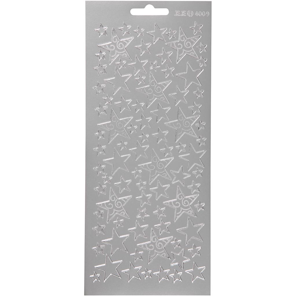 Pegatinas de empresa Creativ, estrellas, hoja 10x23 cm, plata, 1 hoja