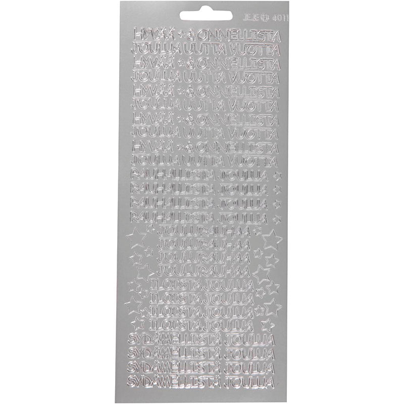 Pegatinas de empresa Creativ, hyvaa onnelista, hoja 10x23 cm, plata, 1 hoja