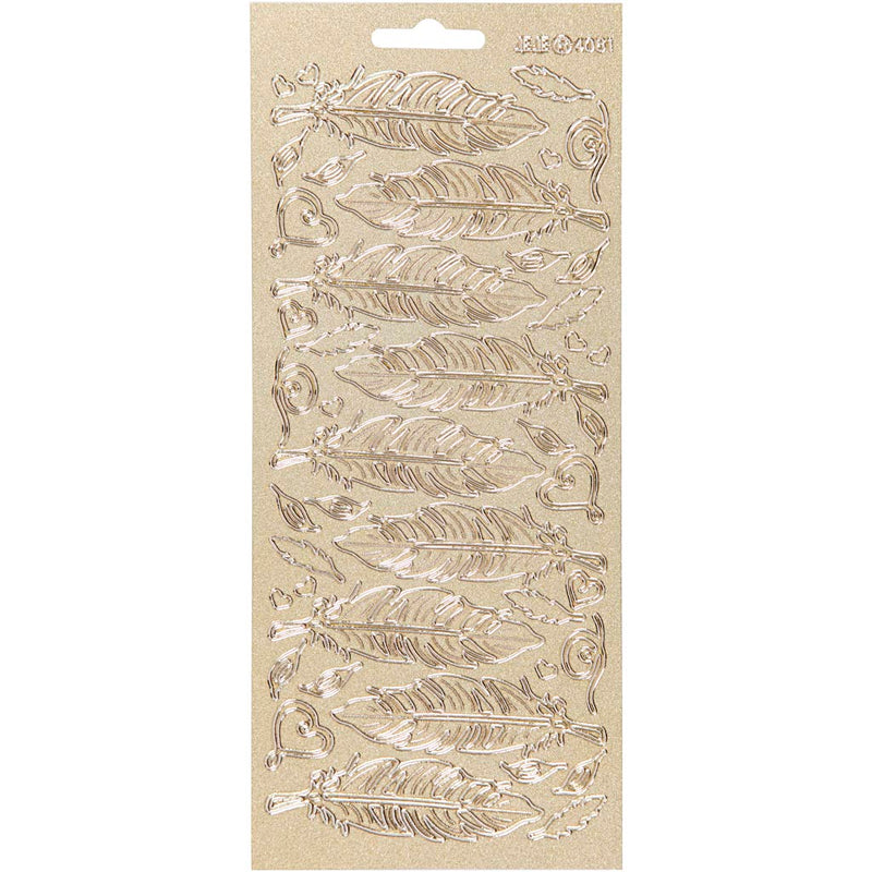 Pegatinas Creativ Company, plumas, hoja 10x23 cm, dorado, 1 hoja