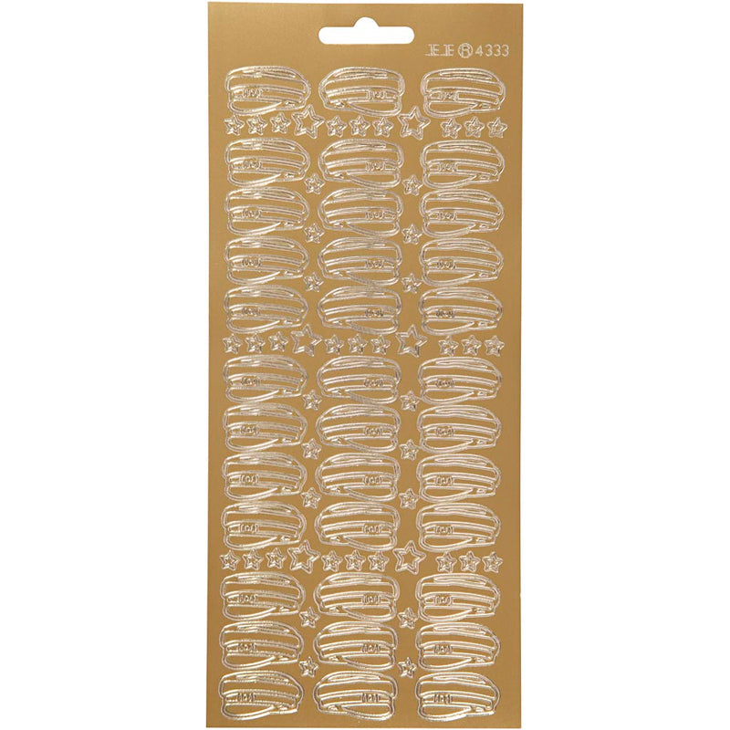Stickers, hoed, vel 10x23 cm, goud, 1 vel