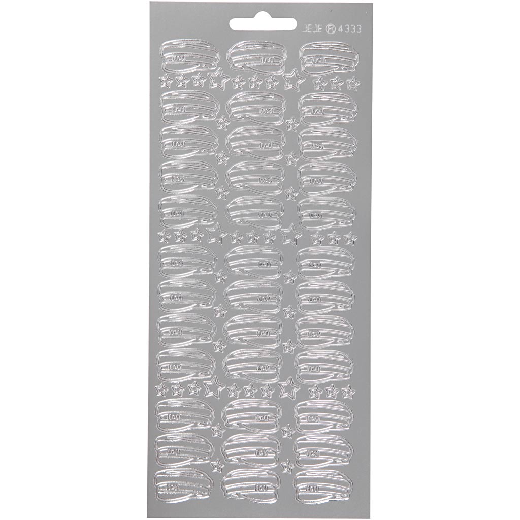 Pegatinas Creativ Company, sombrero, hoja 10x23 cm, plata, 1 hoja
