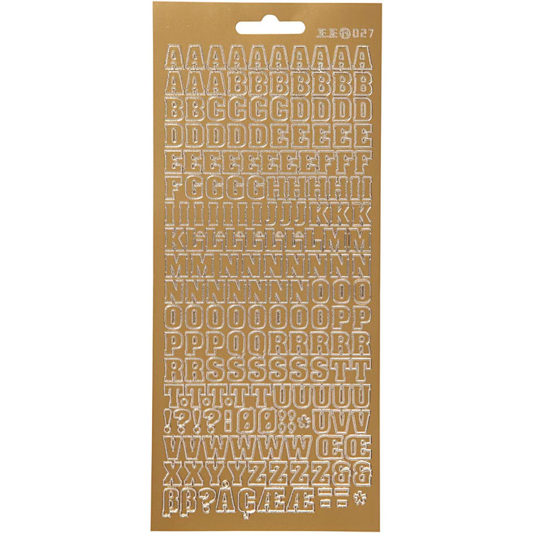 Stickers, alfabet, vel 10x23 cm, goud, 1 vel
