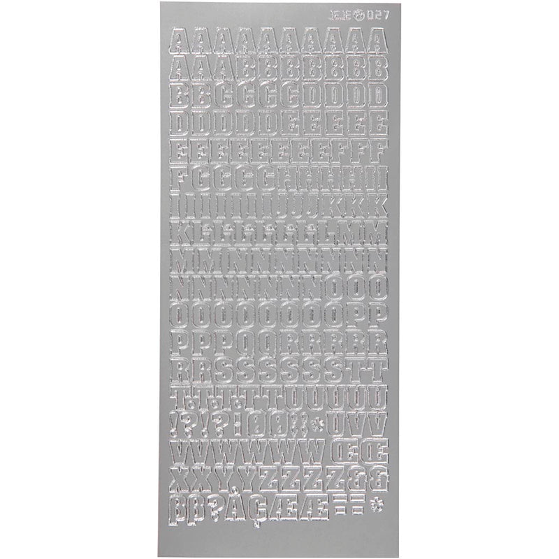 Stickers, alfabet, vel 10x23 cm, zilver, 1 vel