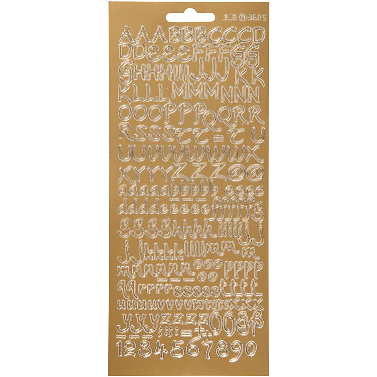 Stickers, alfabet, vel 10x23 cm, goud, 1 vel