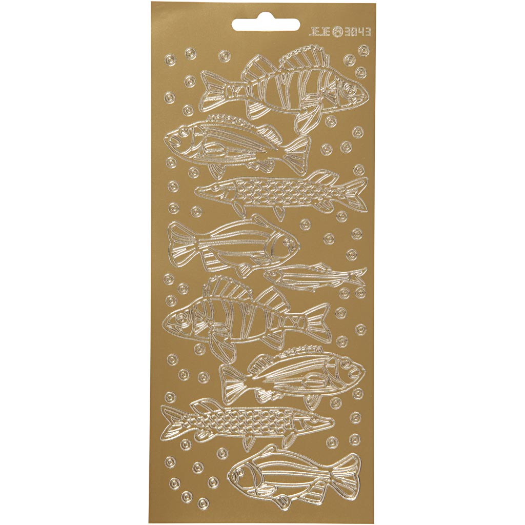 Pegatinas Creativ Company, pez, hoja 10x23 cm, dorado, 1 hoja