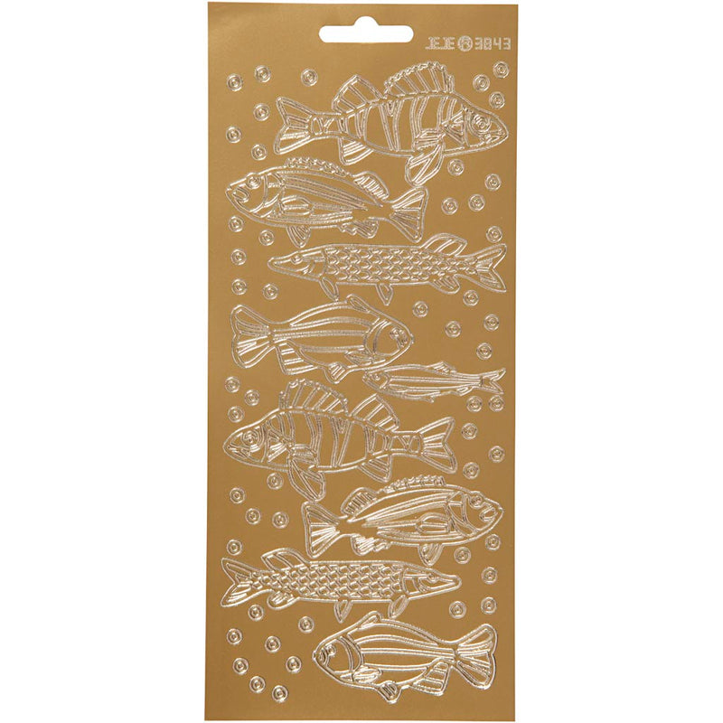 Pegatinas Creativ Company, pez, hoja 10x23 cm, dorado, 1 hoja