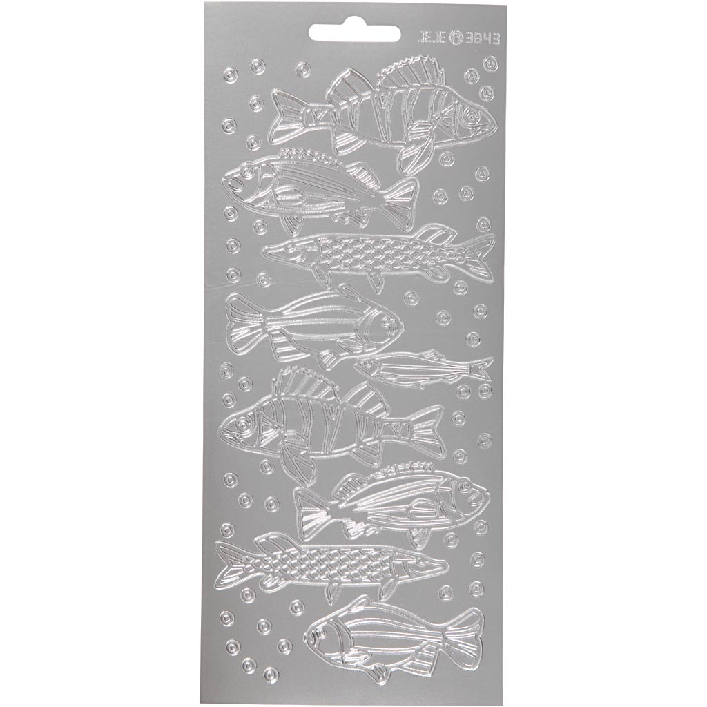 Adesivi aziendali Creativ, pesce, foglio 10x23 cm, argento, 1 foglio