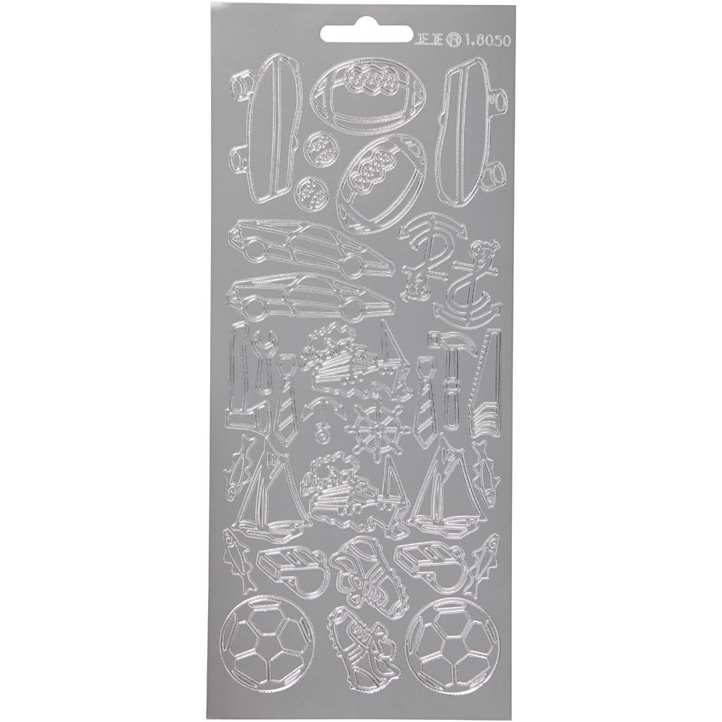 Pegatinas de empresa Creativ, deporte, hoja 10x23 cm, plata, 1 hoja