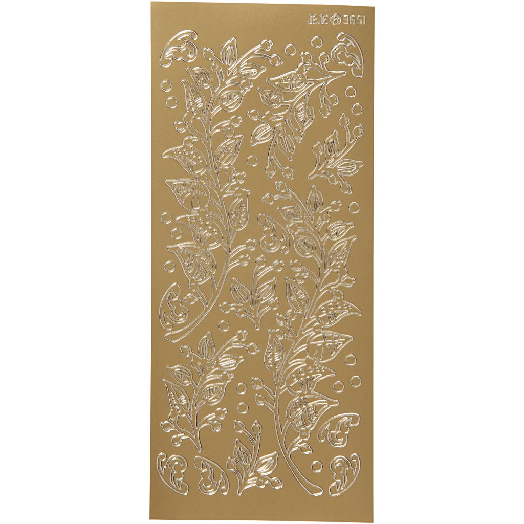 Adesivi aziendali Creativ, foglie, foglio 10x23 cm, oro, 1 foglio