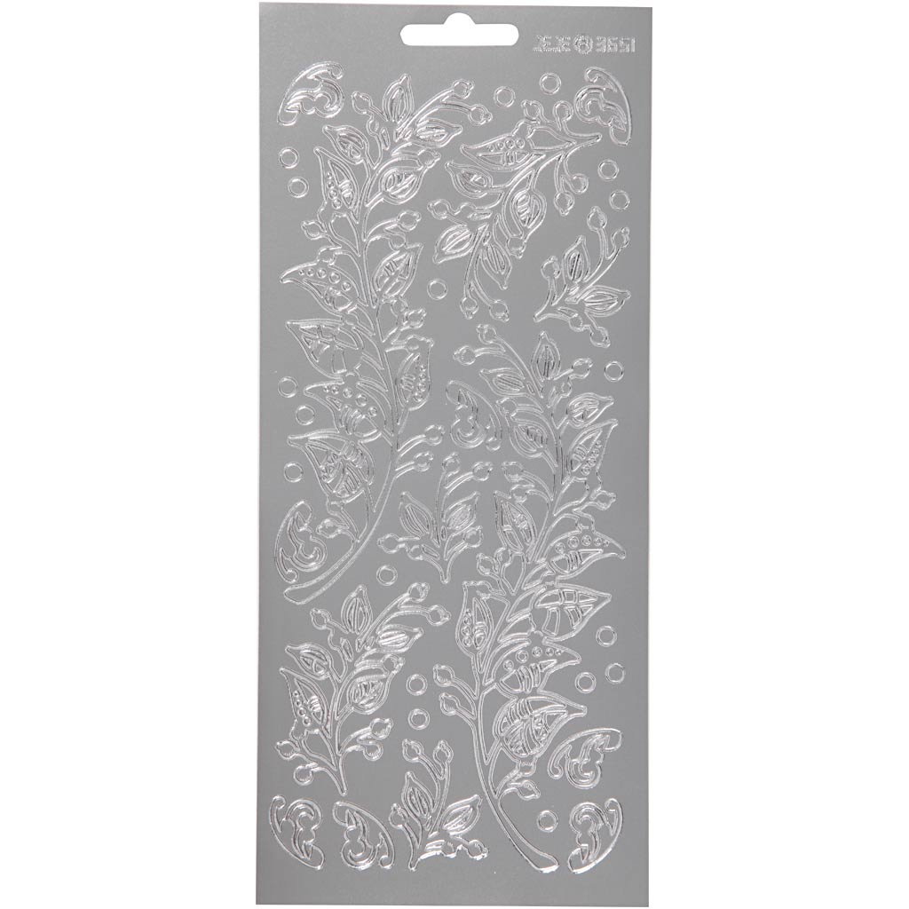 Adesivi aziendali Creativ, foglie, foglio 10x23 cm, argento, 1 foglio