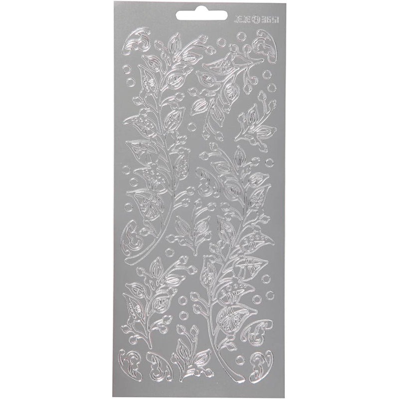 Pegatinas Creativ Company, hojas, hoja 10x23 cm, plata, 1 hoja