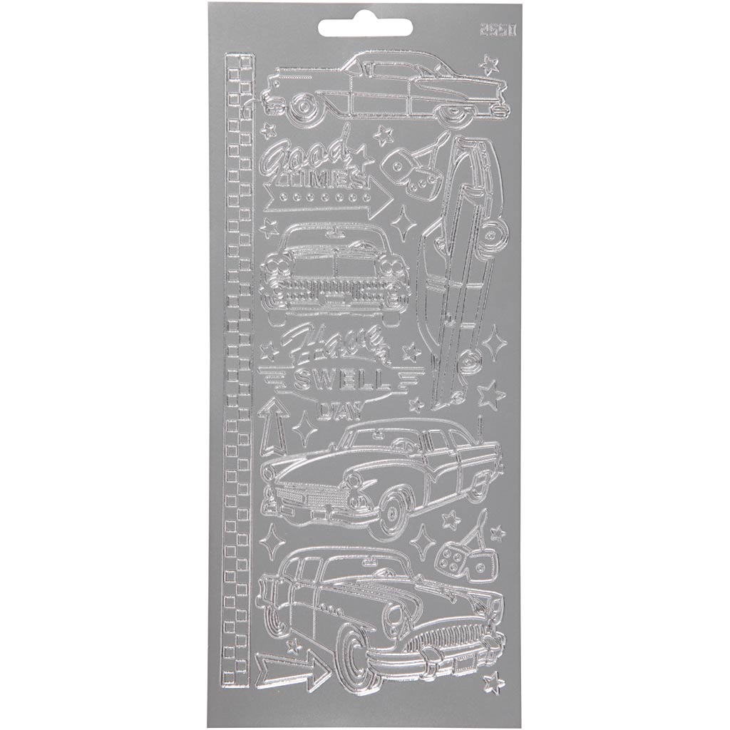 Pegatinas de empresa Creativ, coches, hoja 10x23 cm, plata, 1 hoja