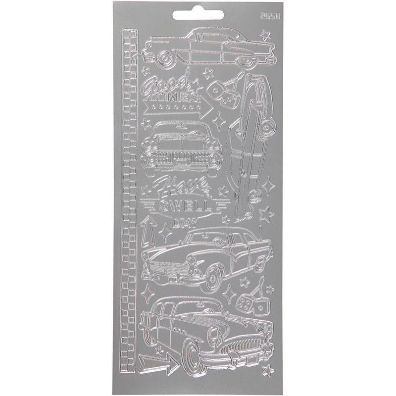 Pegatinas de empresa Creativ, coches, hoja 10x23 cm, plata, 1 hoja