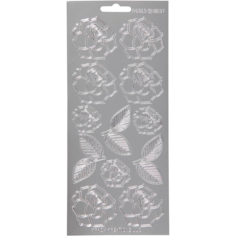 Pegatinas de empresa Creativ, rosas, hoja 10x23 cm, plata, 1 hoja