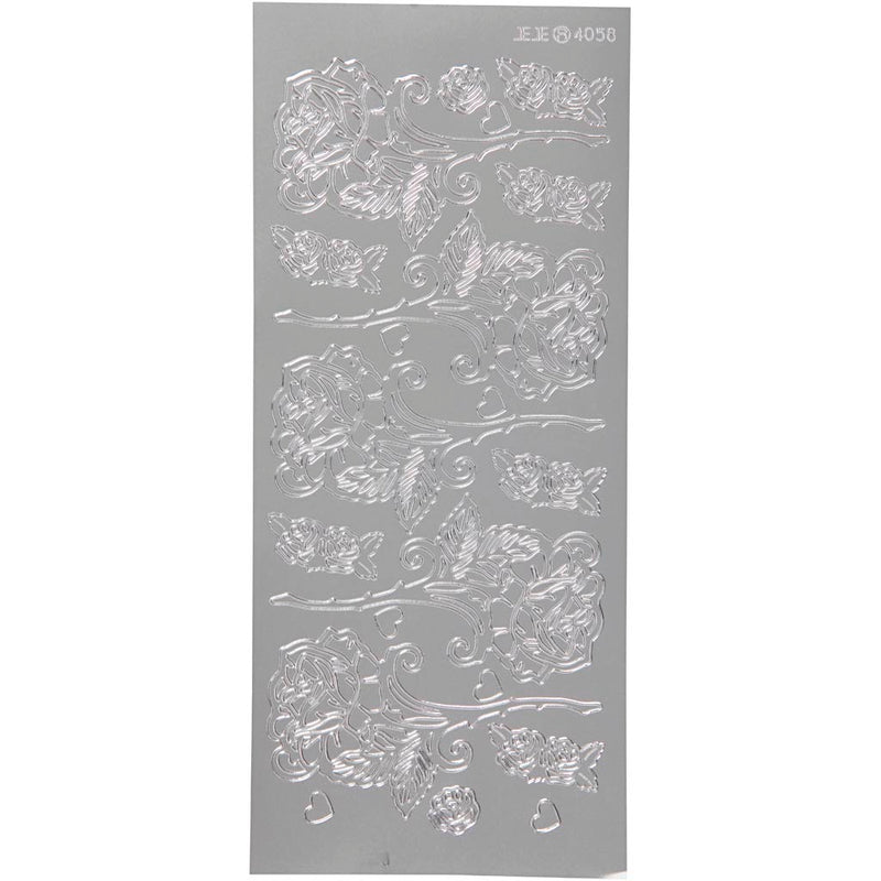 Pegatinas de empresa Creativ, rosas, hoja 10x23 cm, plata, 1 hoja