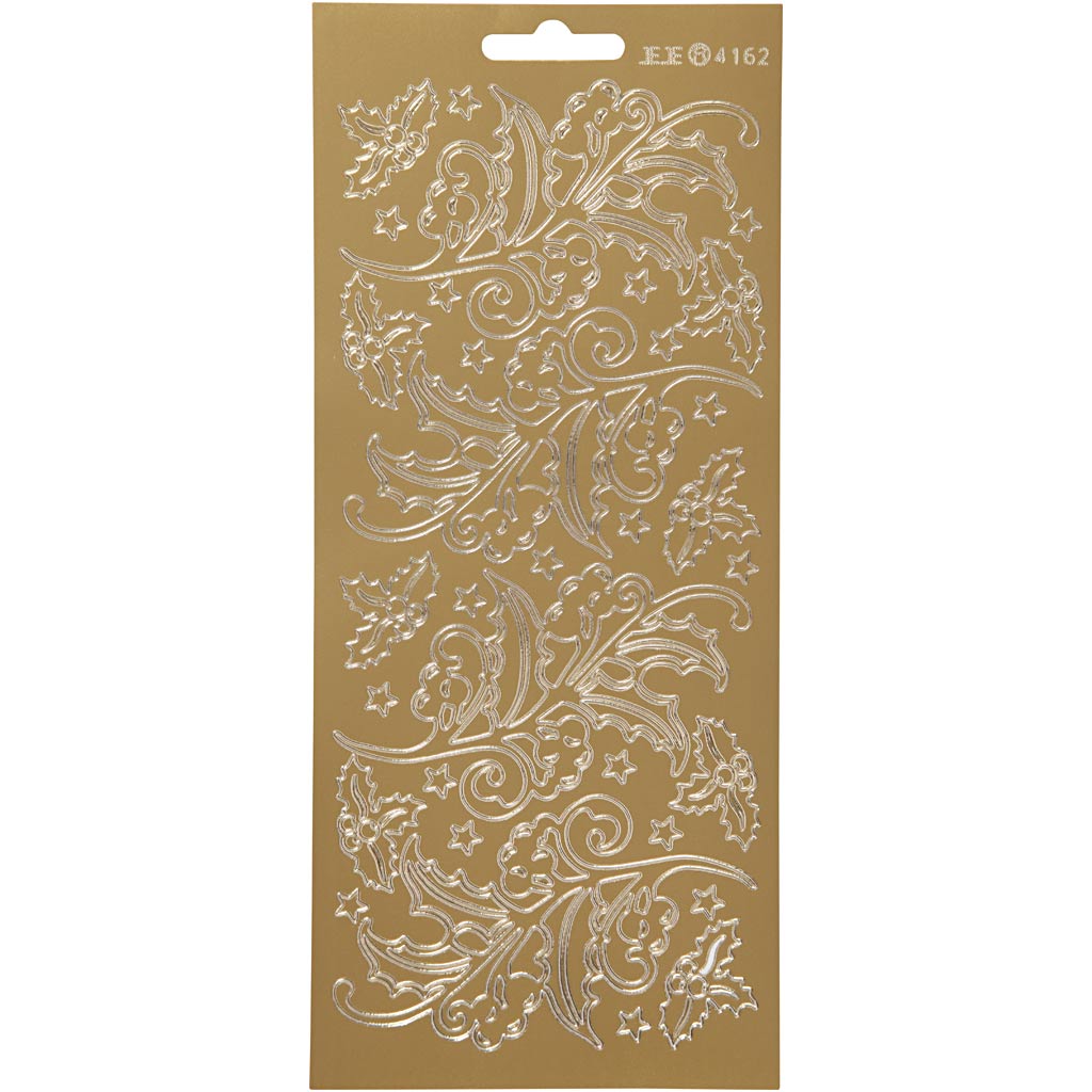 Pegatinas de empresa Creativ, acebo, hoja 10x23 cm, dorado, 1 hoja