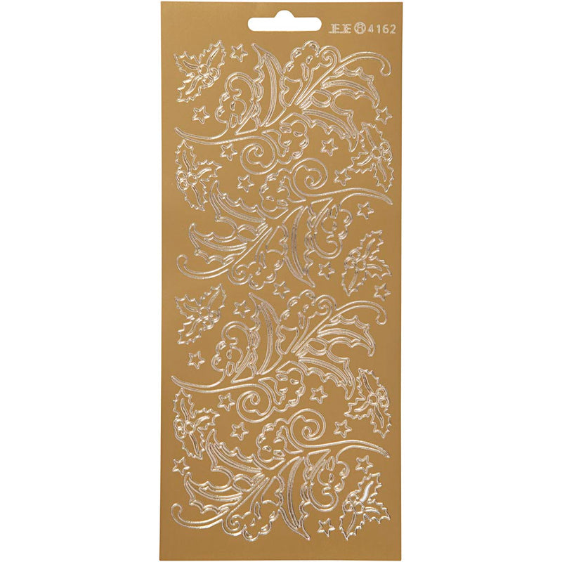 Pegatinas de empresa Creativ, acebo, hoja 10x23 cm, dorado, 1 hoja