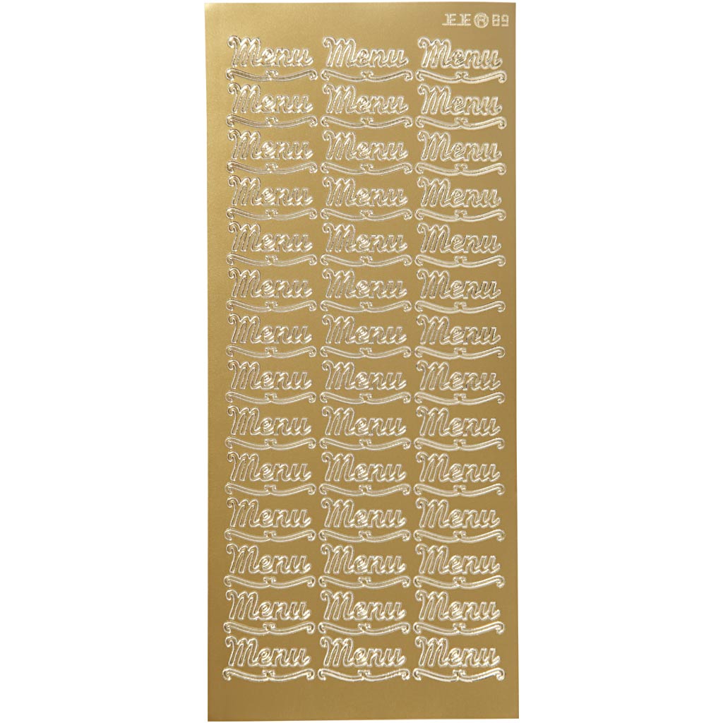 Pegatinas de empresa Creativ, menú, hoja 10x23 cm, dorado, 1 hoja