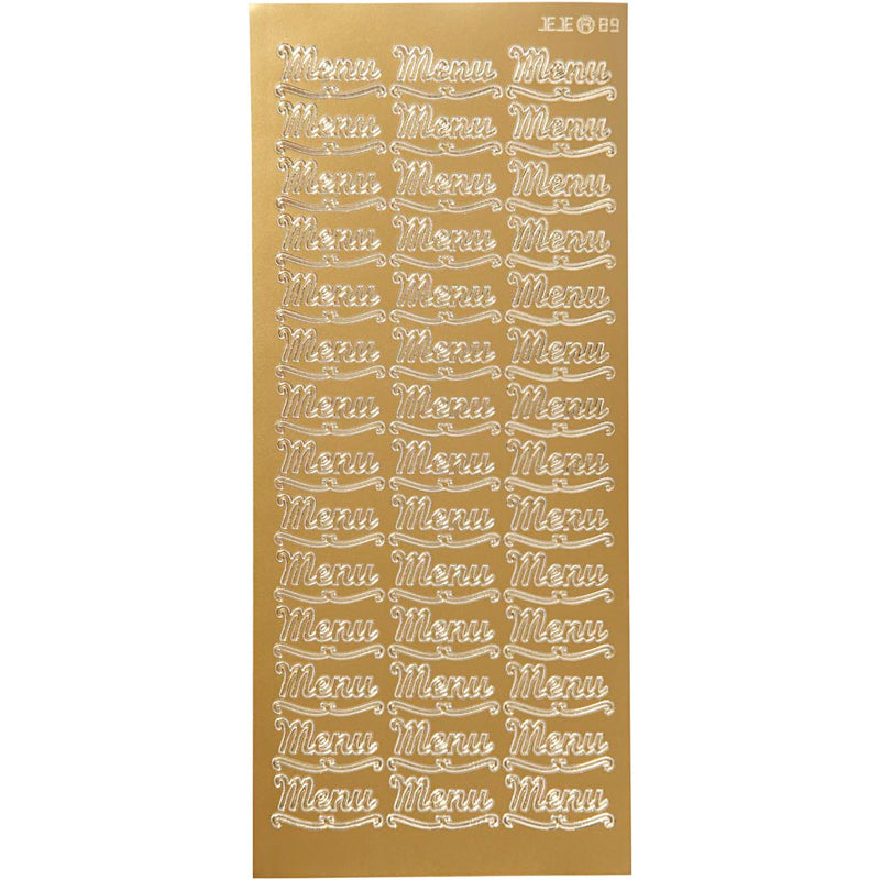 Pegatinas de empresa Creativ, menú, hoja 10x23 cm, dorado, 1 hoja