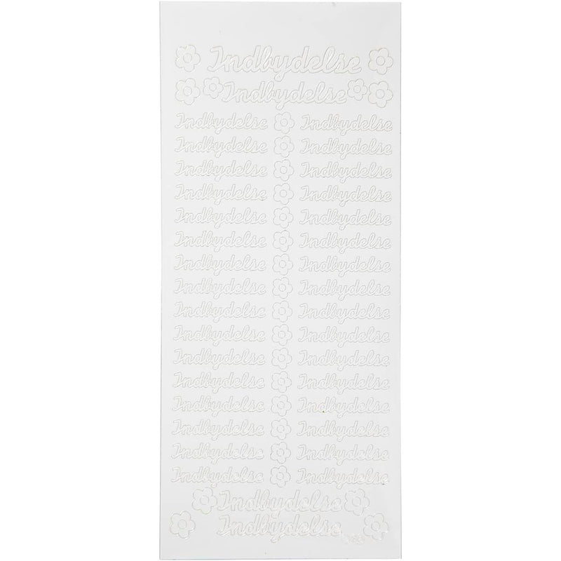 Pegatinas de empresa Creativ, indbydelse, hoja 10x23 cm, blanco, 1 hoja