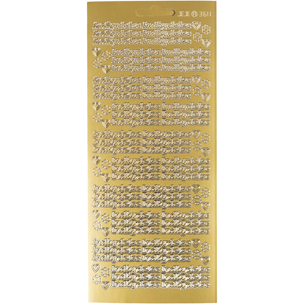 Pegatinas de empresa Creativ, indbydelse, hoja 10x23 cm, dorado, 1 hoja