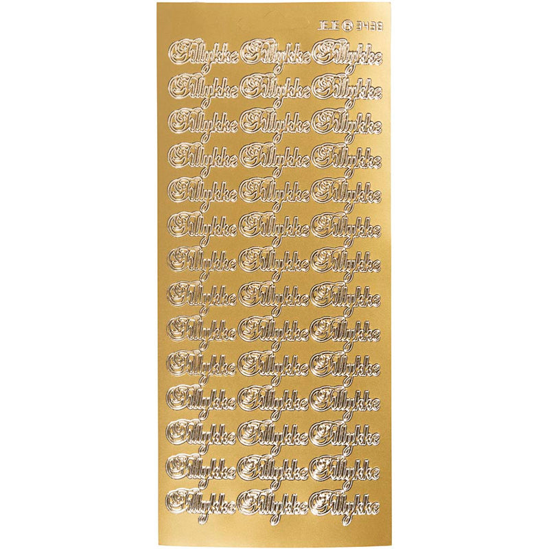 Pegatinas de empresa Creativ,tillykke,hoja 10x23 cm,oro,1 hoja