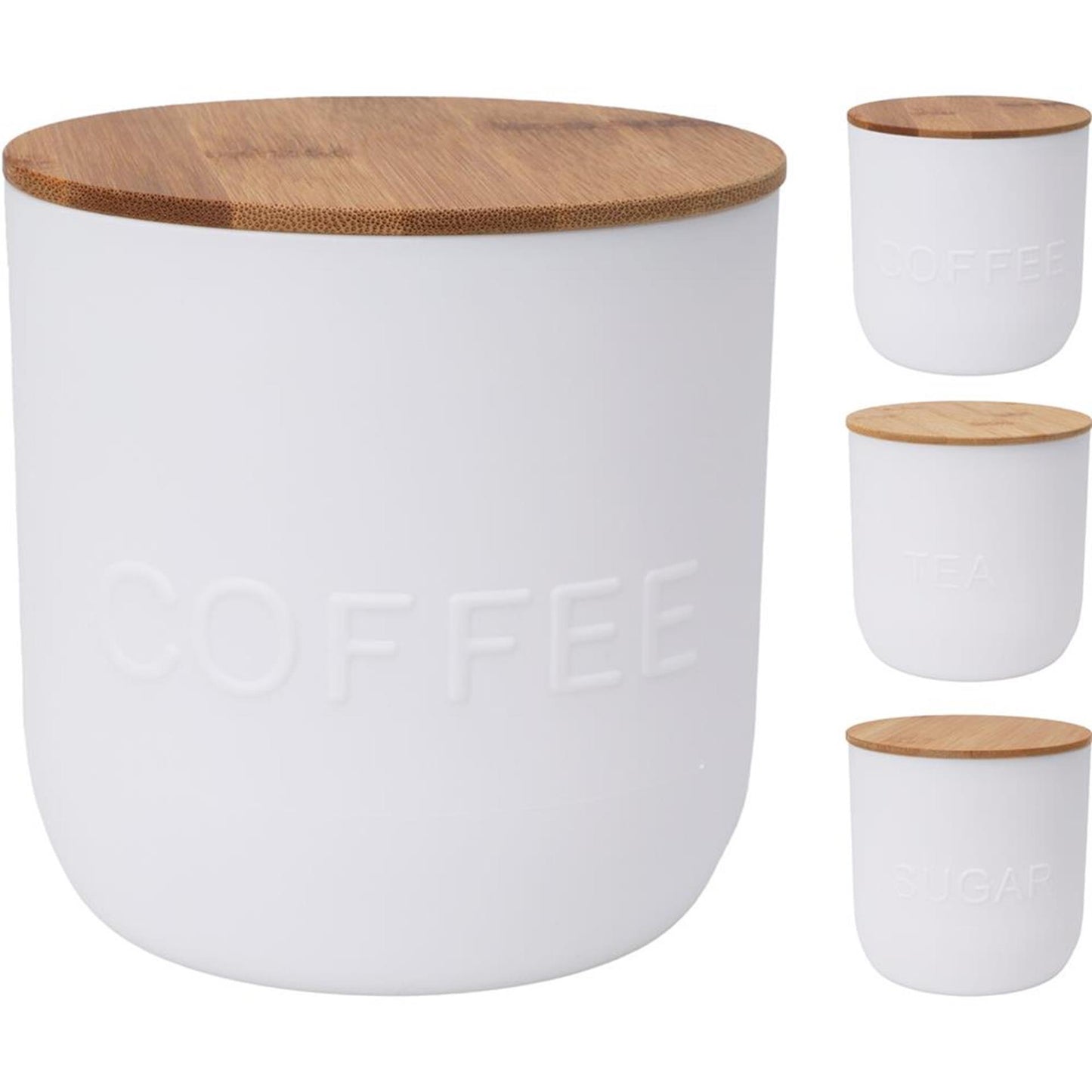 Excellent houseware voorraadbus kunststof met bamboe deksel
