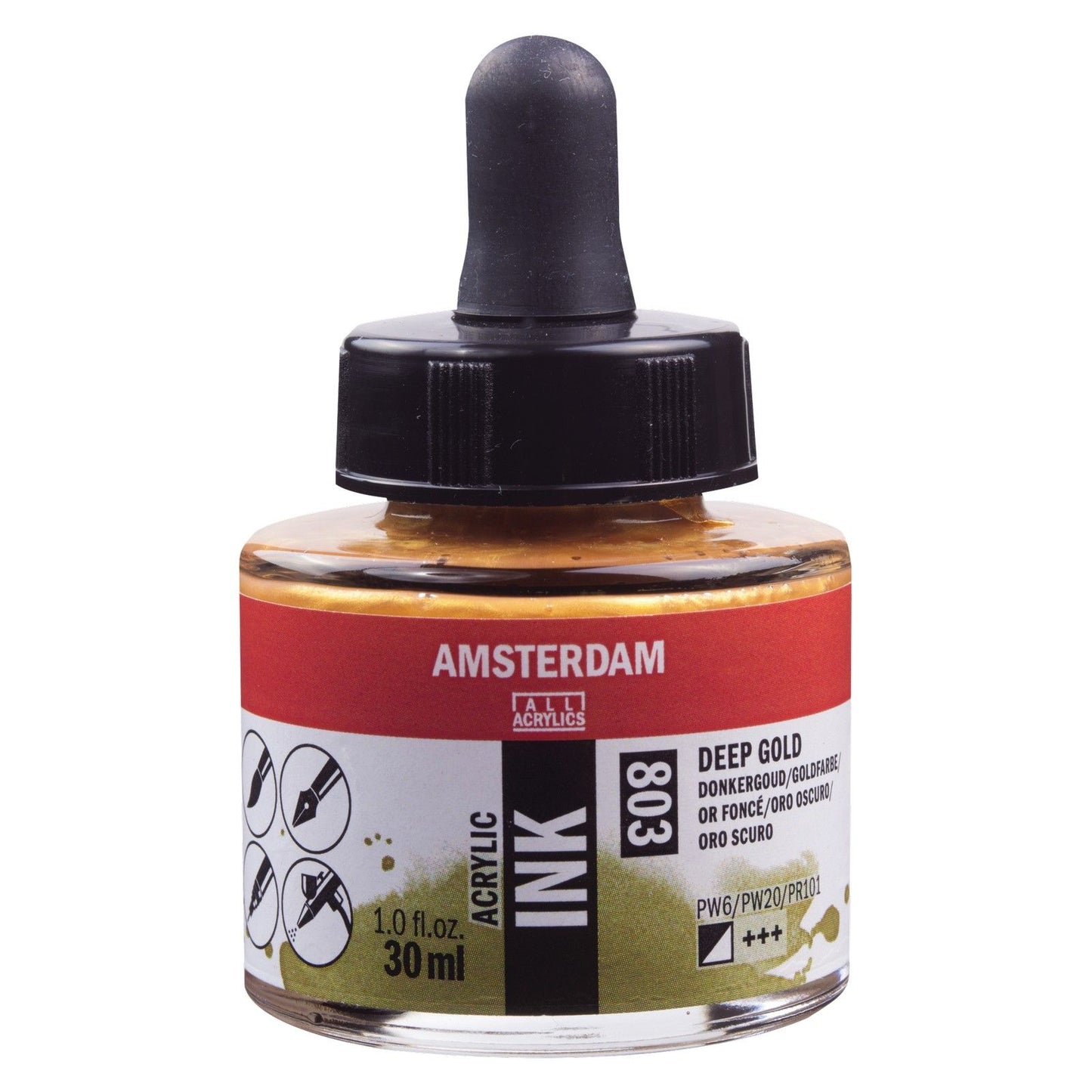 Amsterdam todos los acrílicos amsterdam • botella de tinta acrílica 30 ml oro oscuro 803