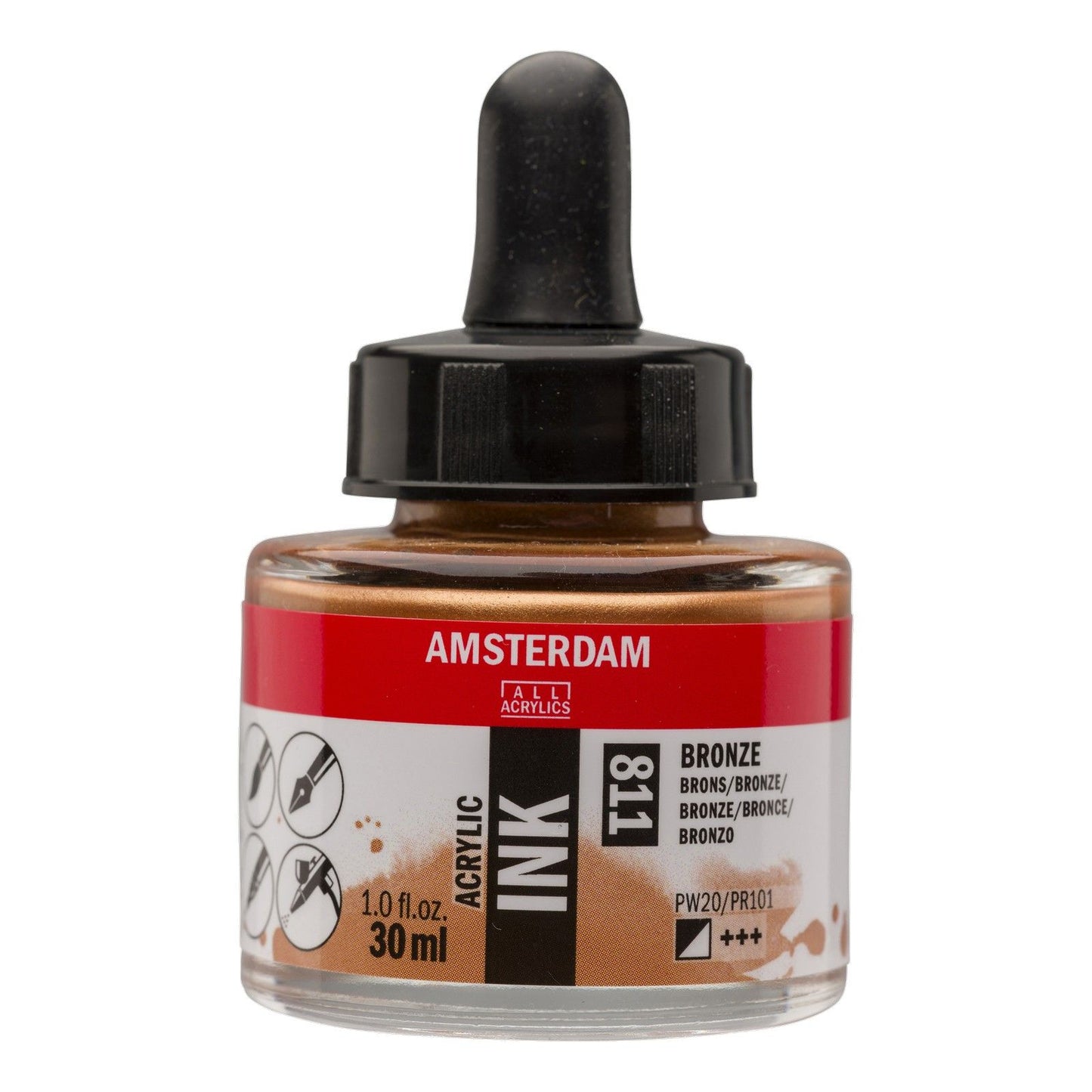 Amsterdam todos los acrílicos amsterdam • botella de tinta acrílica 30 ml bronce 811