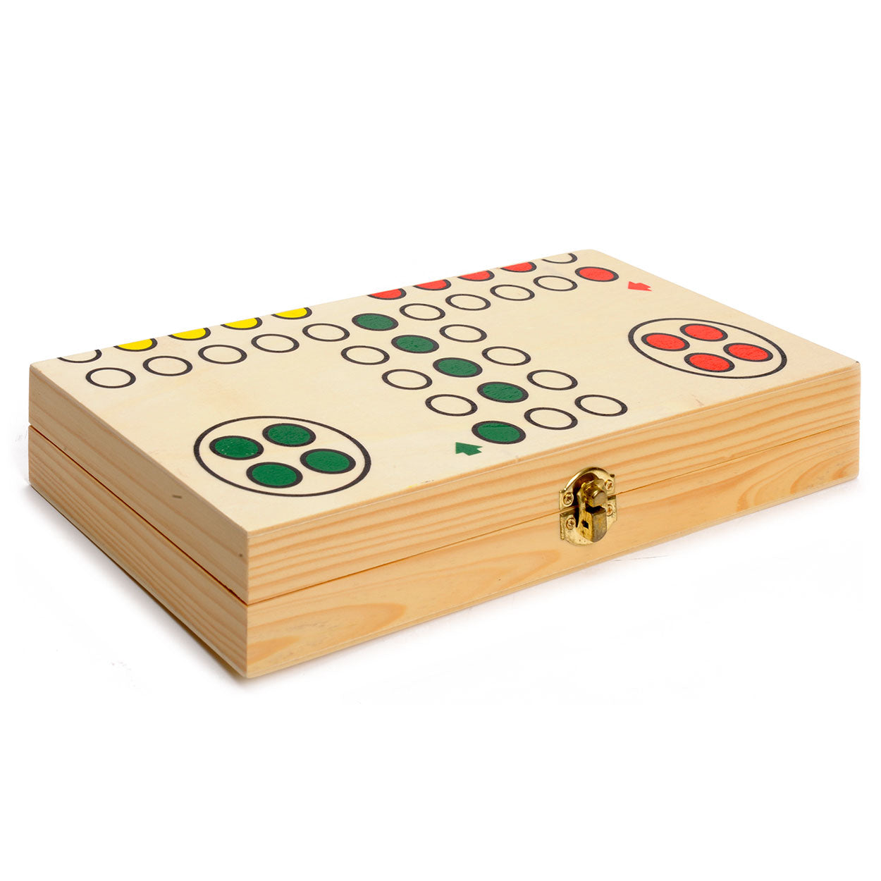 Longfield ludo opklapbaar hout – reisspel 30 x 30 cm – met opbergvak – klassiek familiespel voor 4 spelers – bordspel voor thuis onderweg – engelhart